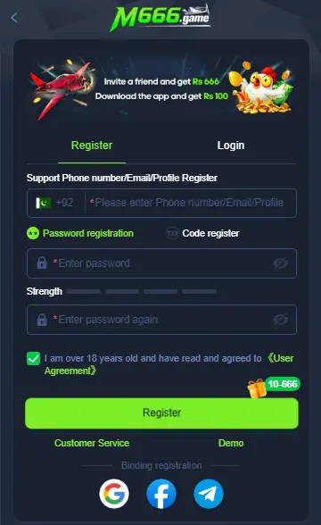 m666 game Register